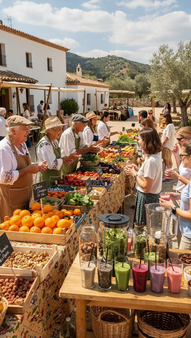 Una sesión de meditación al aire libre con vistas a un paisaje montañoso.
